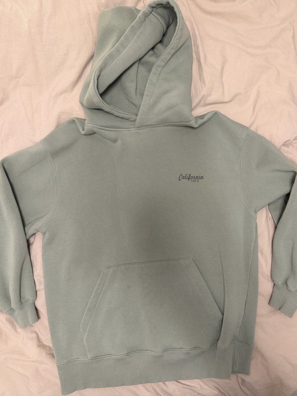 Zara Kids Light Sage Green Hoodie with 'California' Script